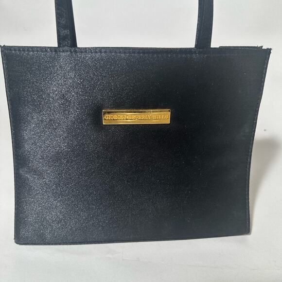 Black Textured Shoulder Bag with Gold Hardware - Picture 2 of 5